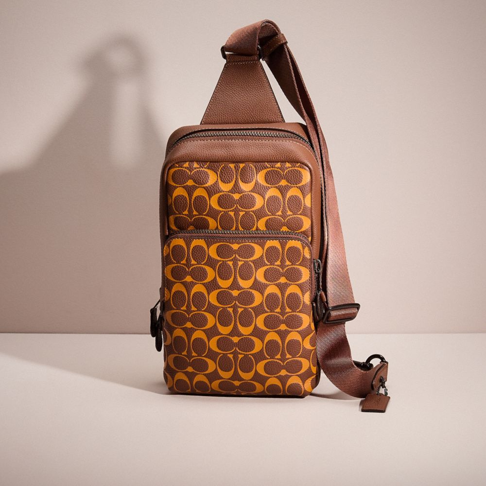 COACH®,Restored Gotham Pack In Signature Leather,Leather,Slingback,Brown,Front View
