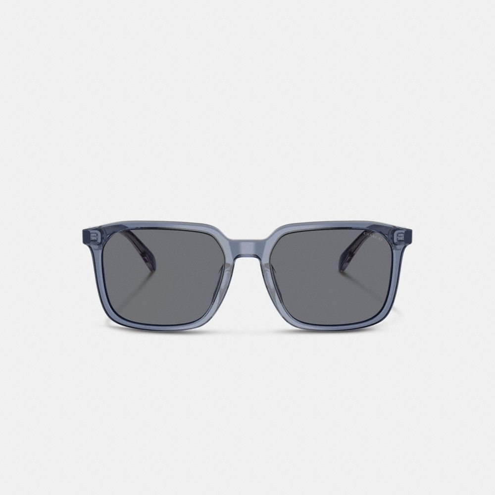 COACH®,Thin Square Sunglasses,Square,Logo,Word Embellishment,Metal,Casual,Black,Inside View,Top View