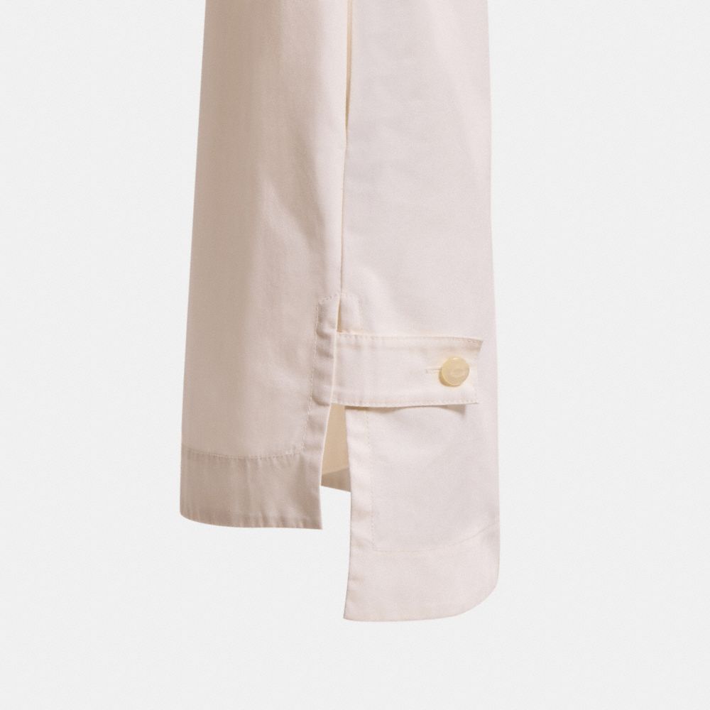 COACH®,Restored Shirt Dress,Cotton,A-Line,Shirt Dress,Button,Lightweight Spacer Fabric,Casual,White,Scale View