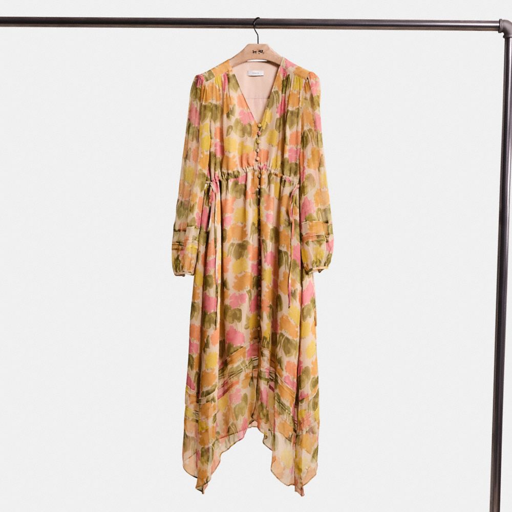 COACH®,Restored Floral Long Dress,Multi Color,Front View