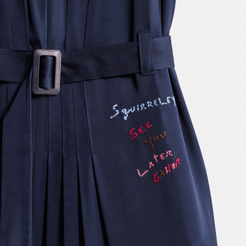 COACH®,Restored Sleeveless Pleated Dress,Navy,Scale View