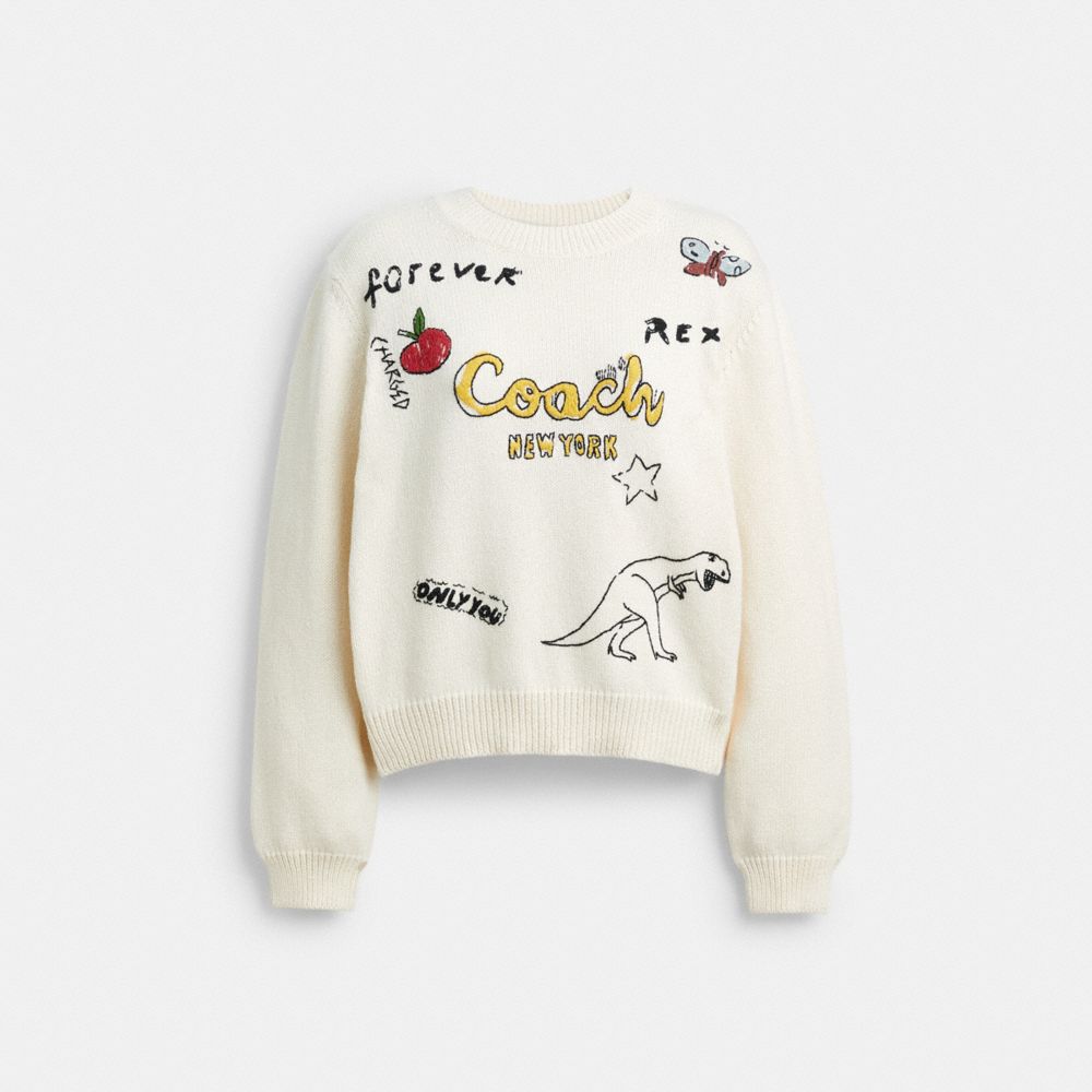 Sketch Print Crewneck Sweater In Organic Cotton, ProductTile