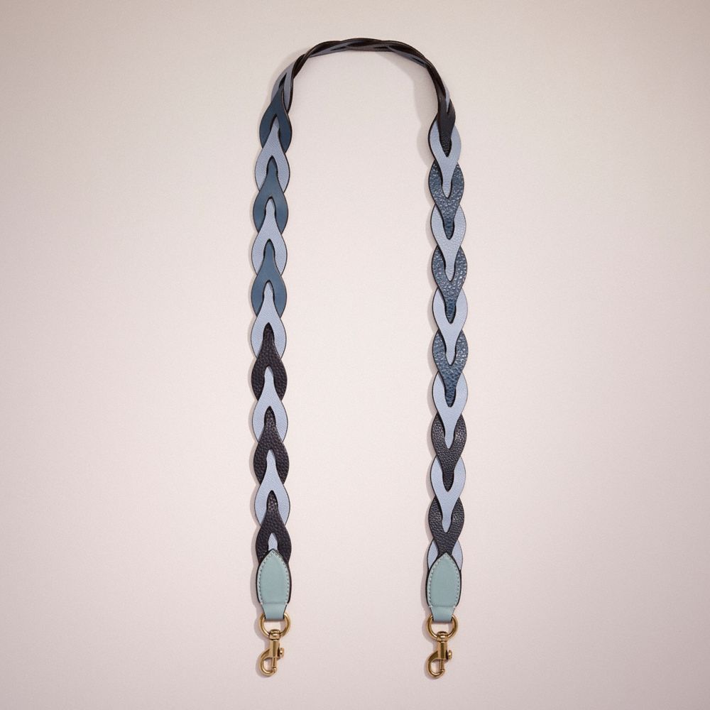 COACH®,Remade Braided Long Bag Strap,Blue,Multi Color,Front View