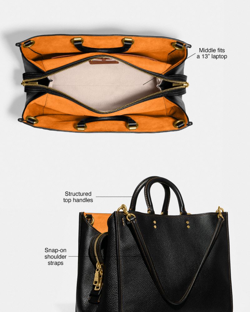 COACH®,Rogue Bag 39 In Colorblock,Leather,Satchel,Logo,Metal,Gusset,Work,Brown,Collection