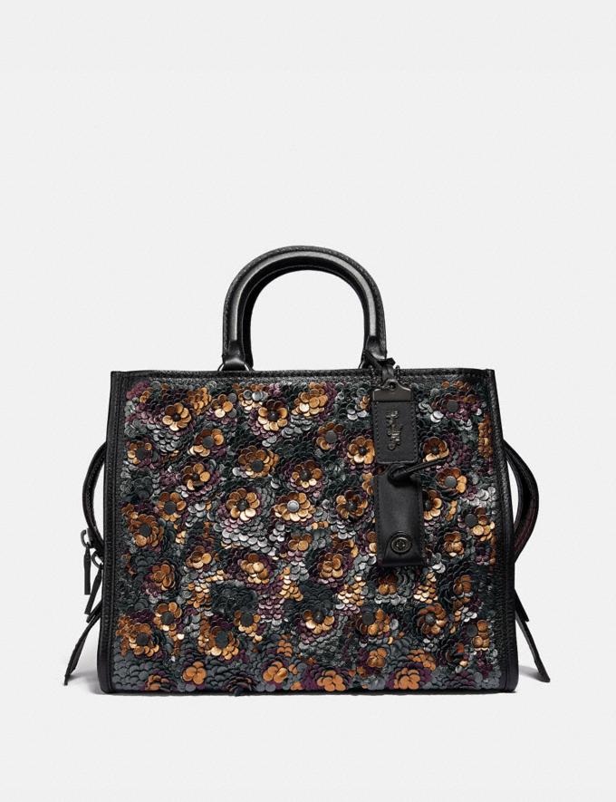 Coach Rogue With Leather Sequins Black Multi/Black Copper Bags  
