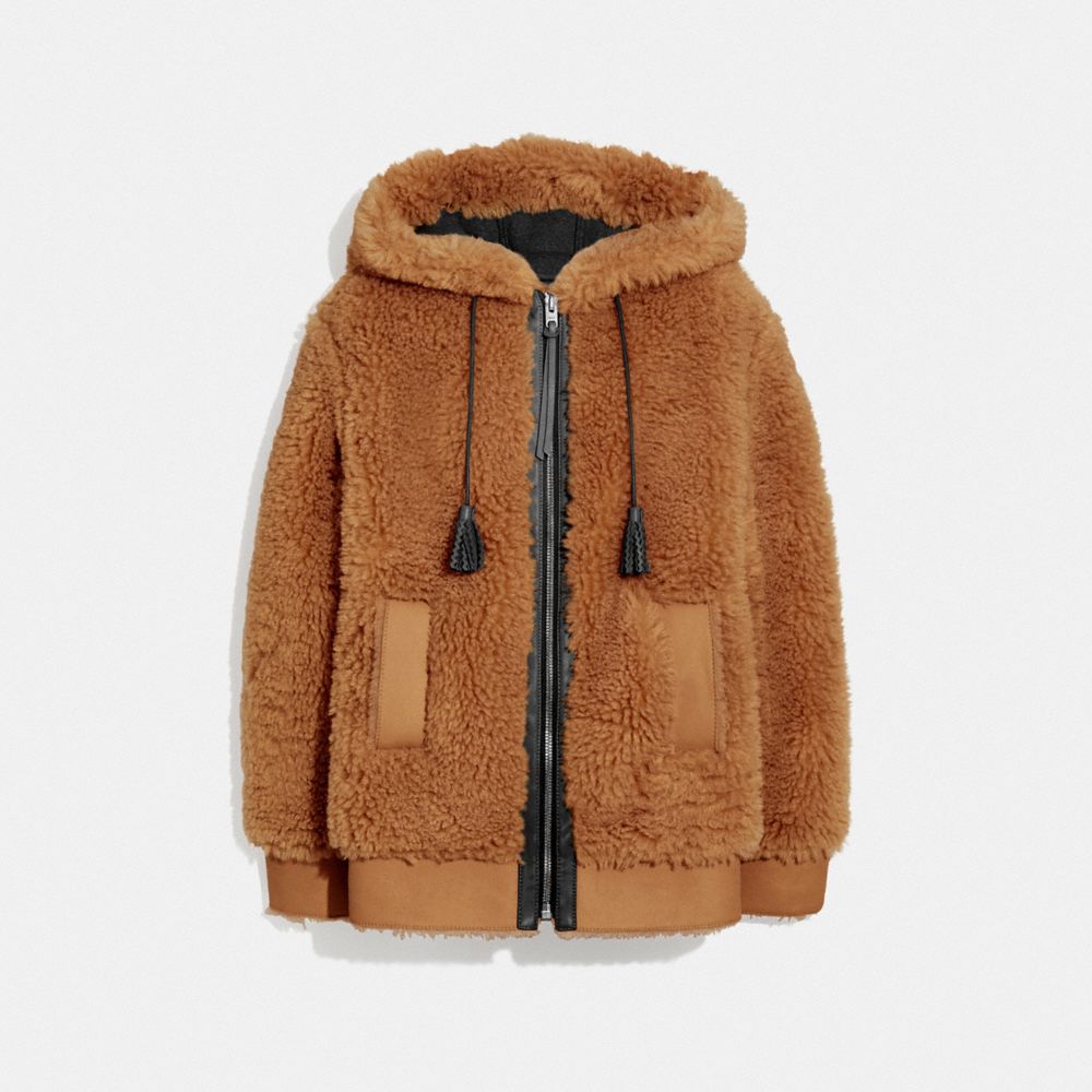 coach shearling hoodie