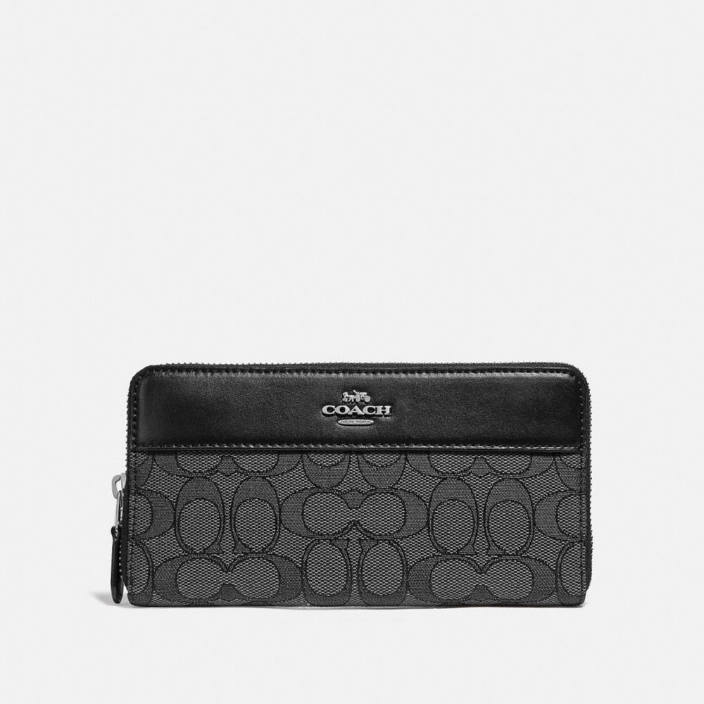 accordion zip wallet in signature jacquard with stripe
