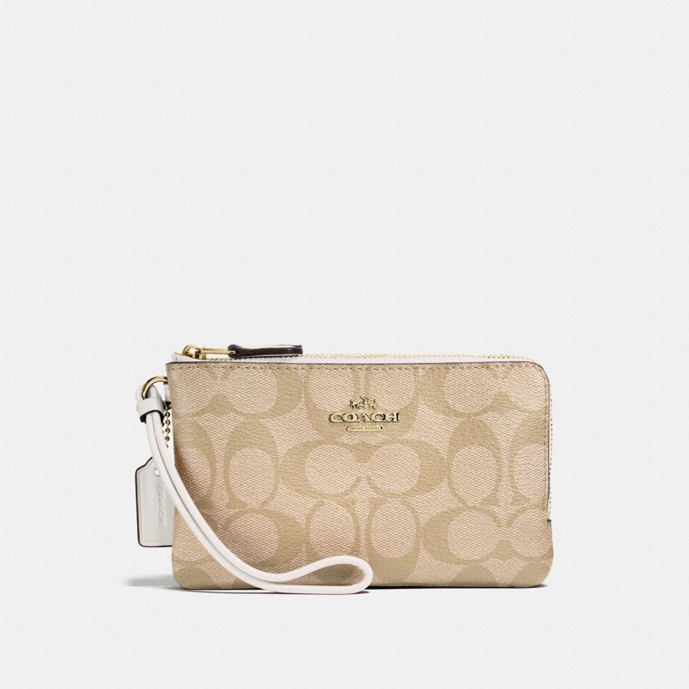 COACH Outlet Double Corner Zip Wristlet In Signature Canvas