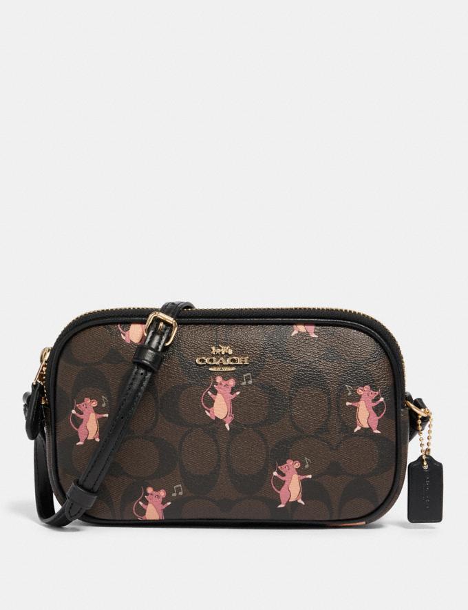 Coach Crossbody Pouch in Signature Canvas With Party Mouse Print Im/Brown Pink Multi Handbags Handbags New Arrivals  