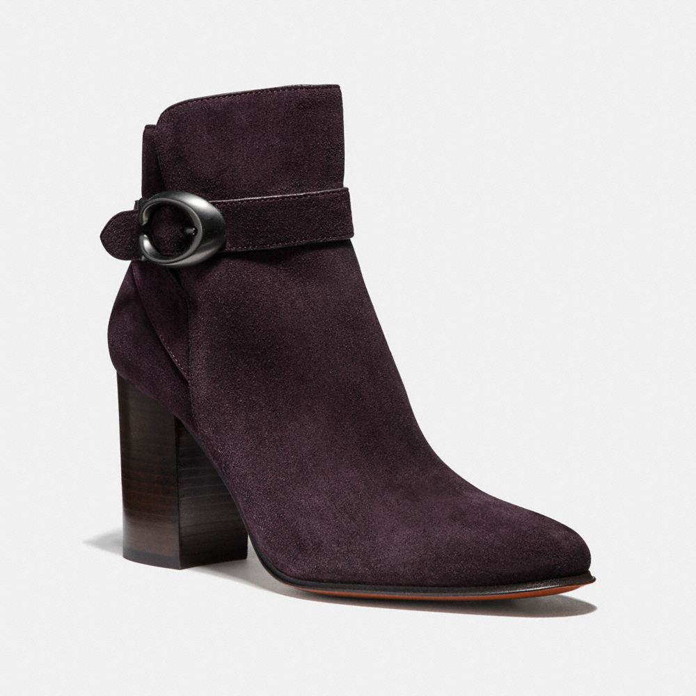 coach delaney signature buckle heel bootie