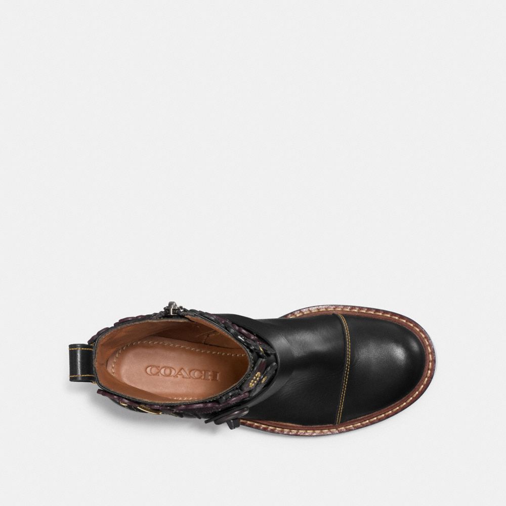 coach moto bootie tea rose