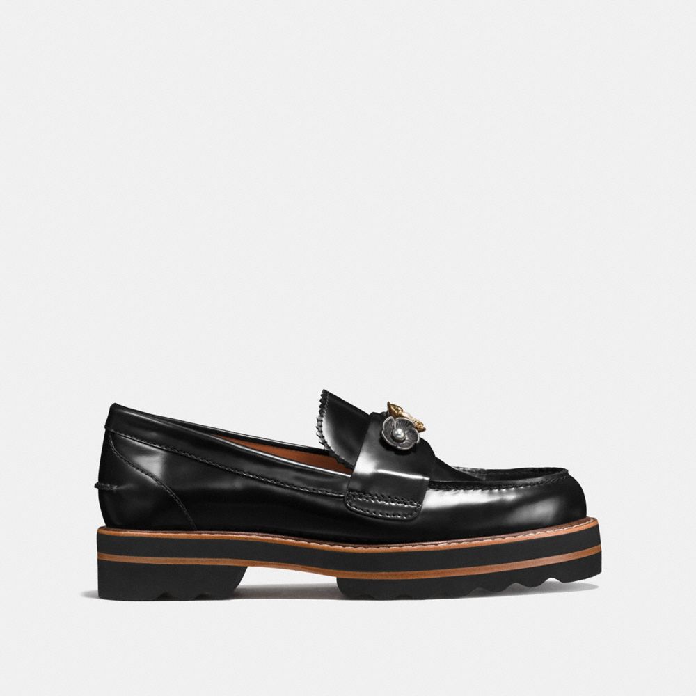 Black Coach Moira Loafer Coach Moira Sig Jacq Loafer ローファー