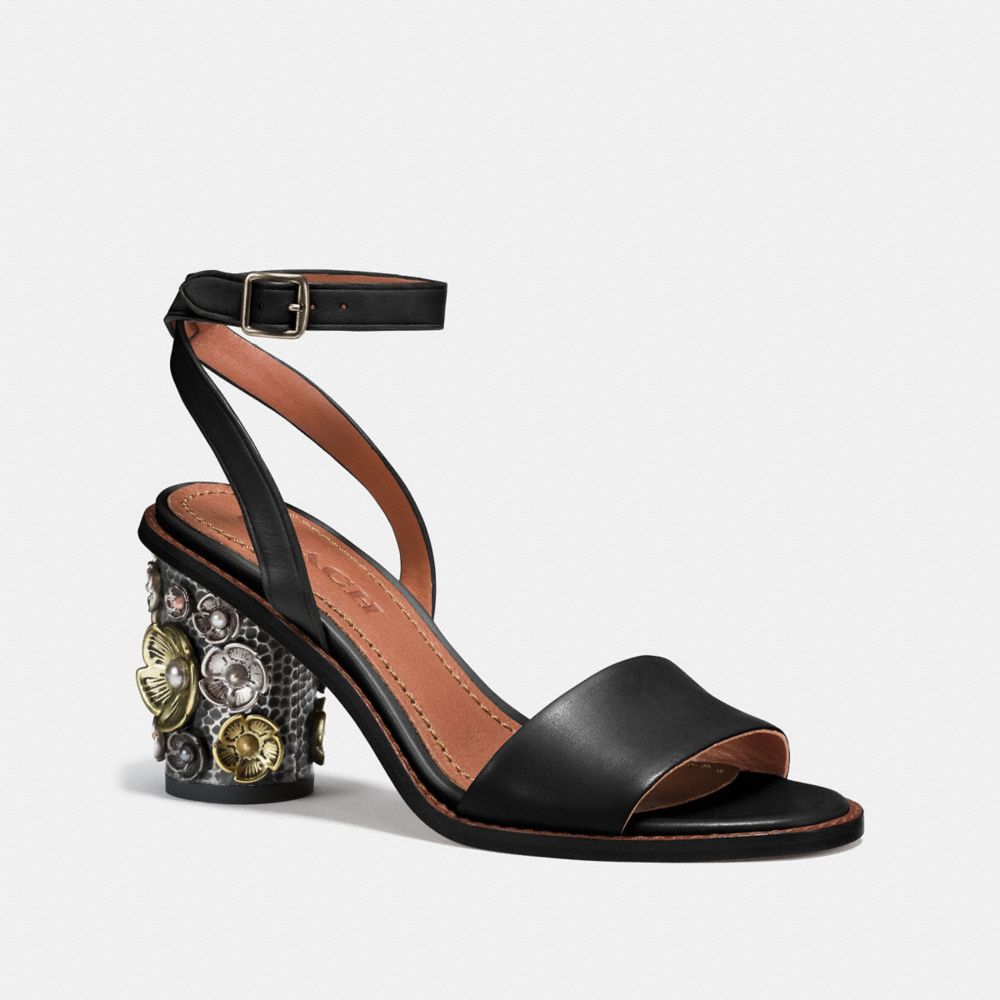 COACH: Mid Heel Sandal With Tea Rose