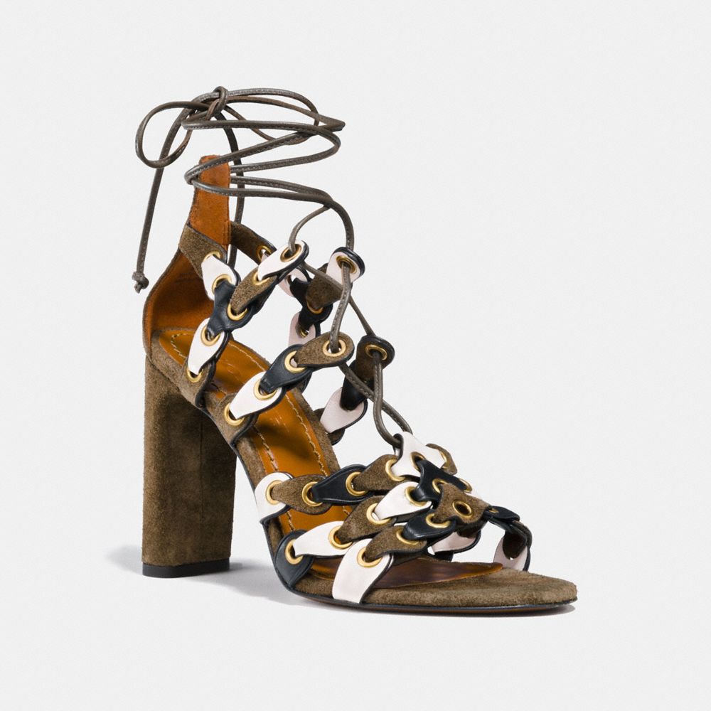 mid heel sandal with coach link