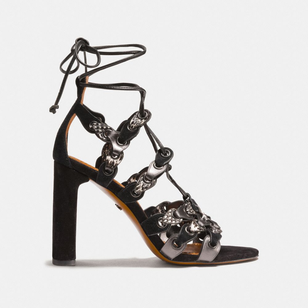 mid heel sandal with coach link