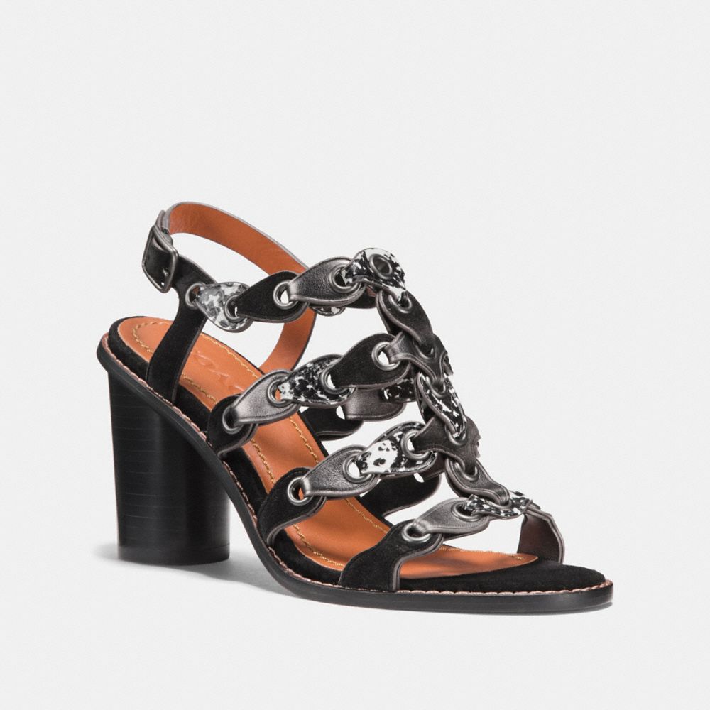 mid heel sandal with coach link