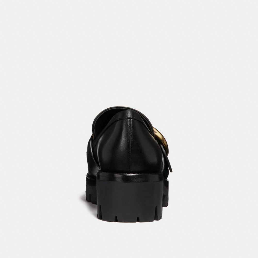 coach leopard loafers