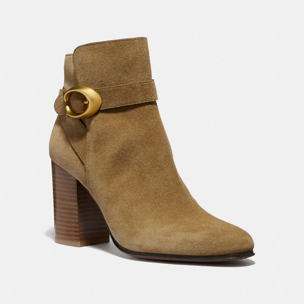 coach delaney signature buckle heel bootie