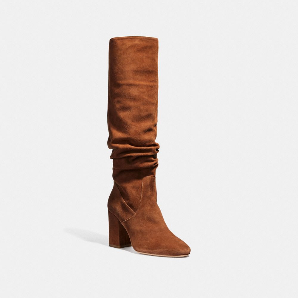 cognac slouch boots