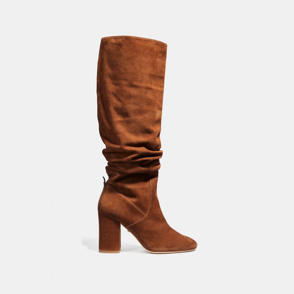 cognac slouch leather boots