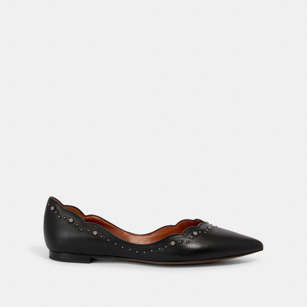 Coach Vivian Flat With Tea Rose Studs Black SALE For Her Shoes Alternate View 1