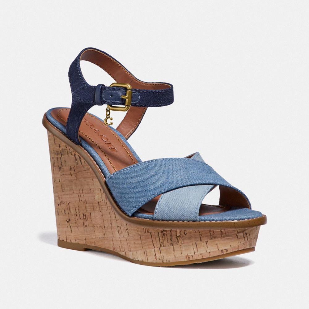 coach cross band high wedge sandal