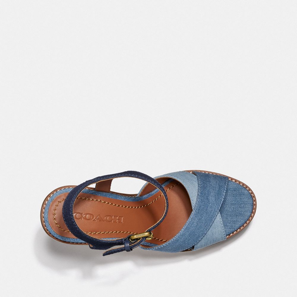 Coach Cross Band High Wedge Sandal Denim/Dark Denim Friends & Family Sale Women's Shoes Alternate View 2