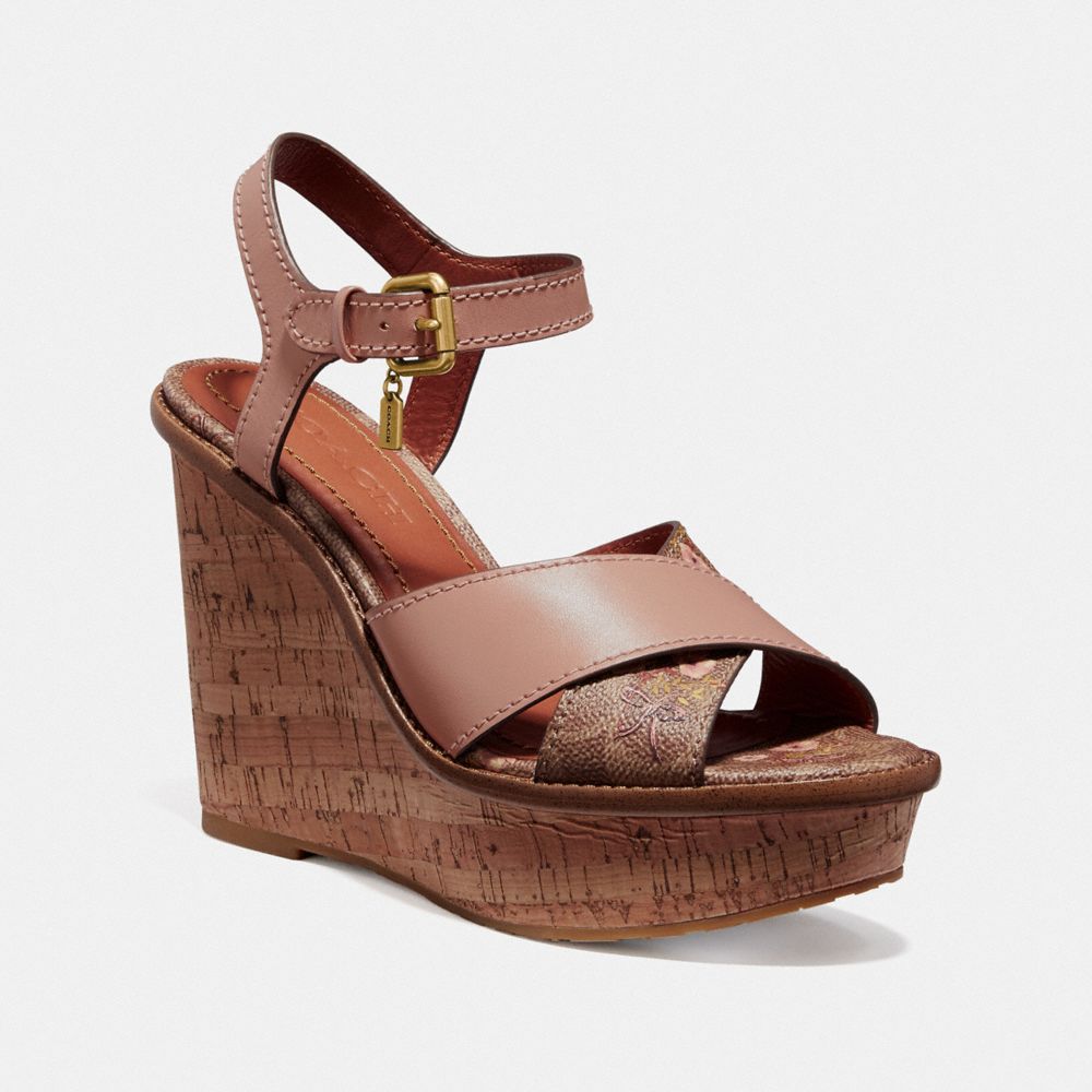 coach cross band high wedge sandal