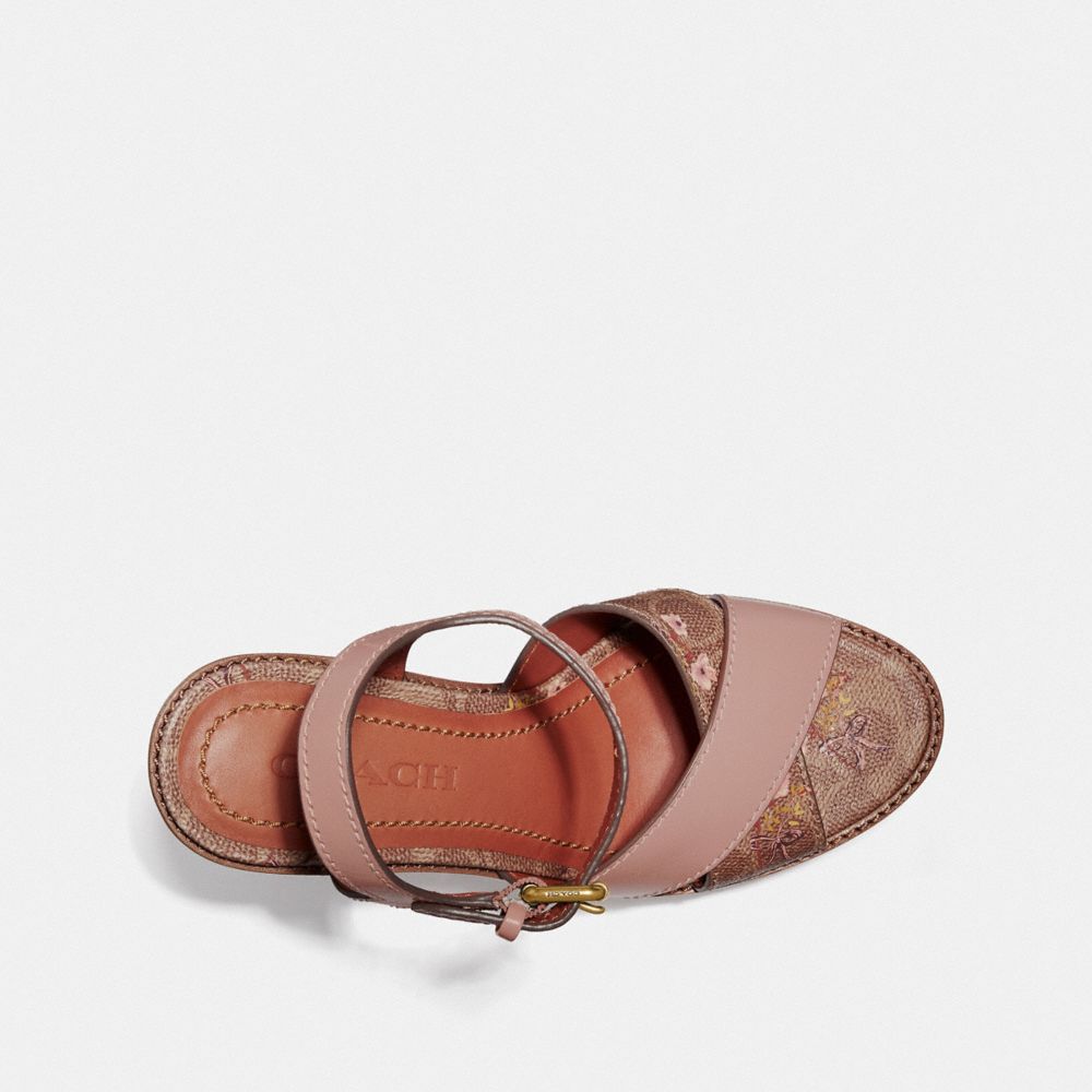 coach cross band high wedge sandal