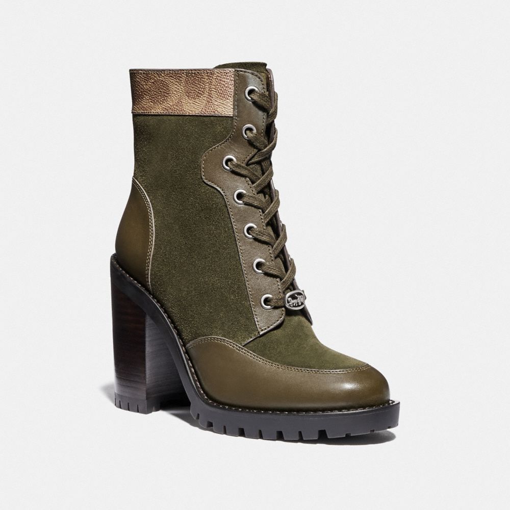 army green booties heels