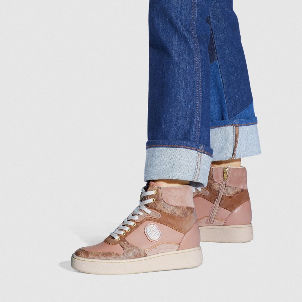 tan high top sneakers