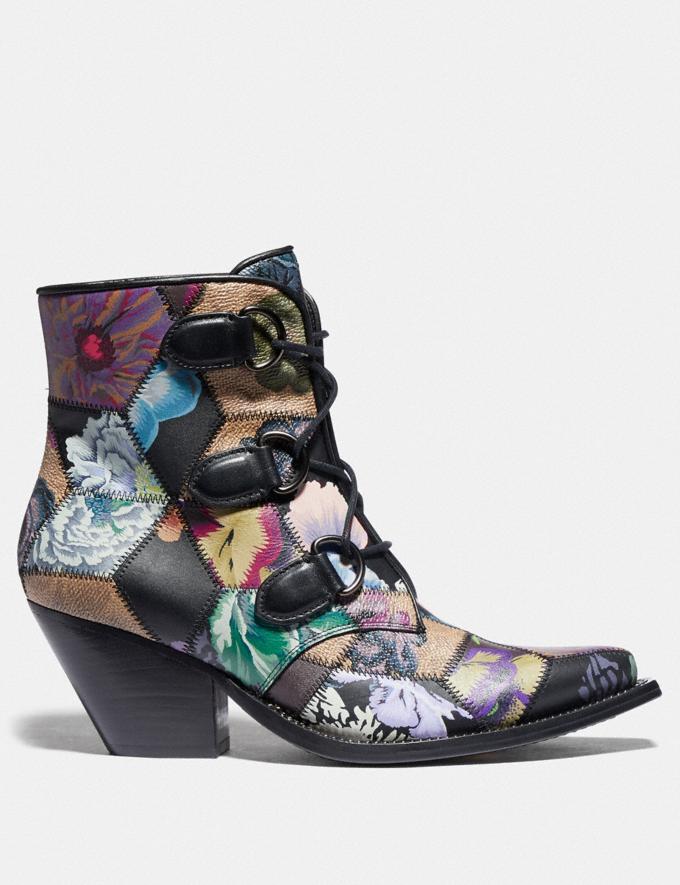 COACH: Lace Up Chain Bootie With Kaffe Fassett Print