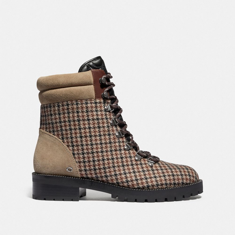 Coach Bottines Lorren Motif Pied-De-Poule Avoine/Brun Femme Chaussures Bottes Autres affichages 1