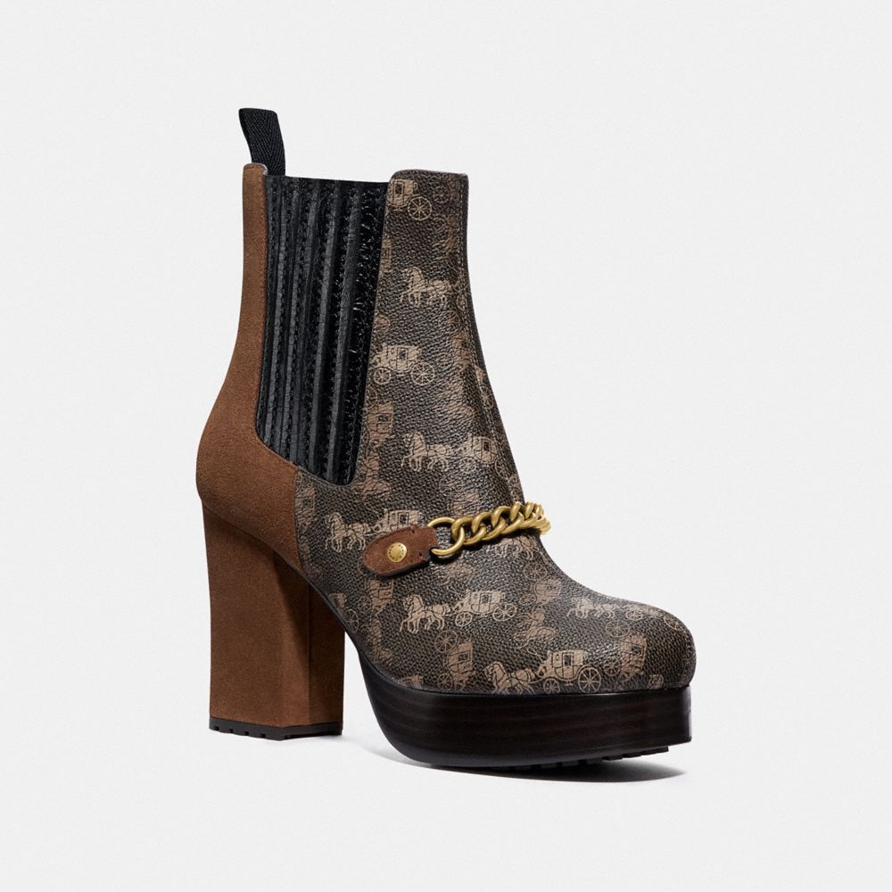 CHELSEA PLATFORM BOOTIE WITH HORSE AND CARRIAGE PRINT