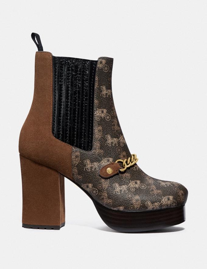 Chelsea Plateau Stiefelette Mit Pferdekutschenprint High heels Stiefeletten plateau braun 37