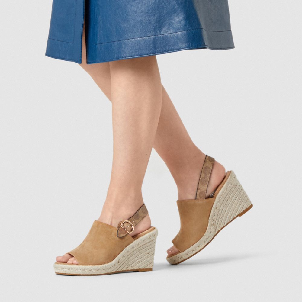 Coach Poppy Wedge Peanut Women Shoes Sandals Alternate View 4