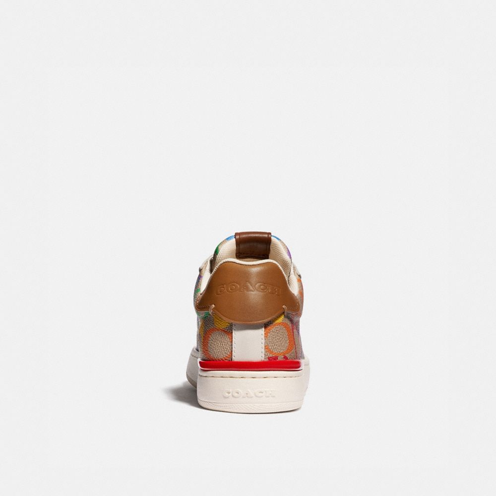 coach lowline low top sneaker in rainbow signature canvas
