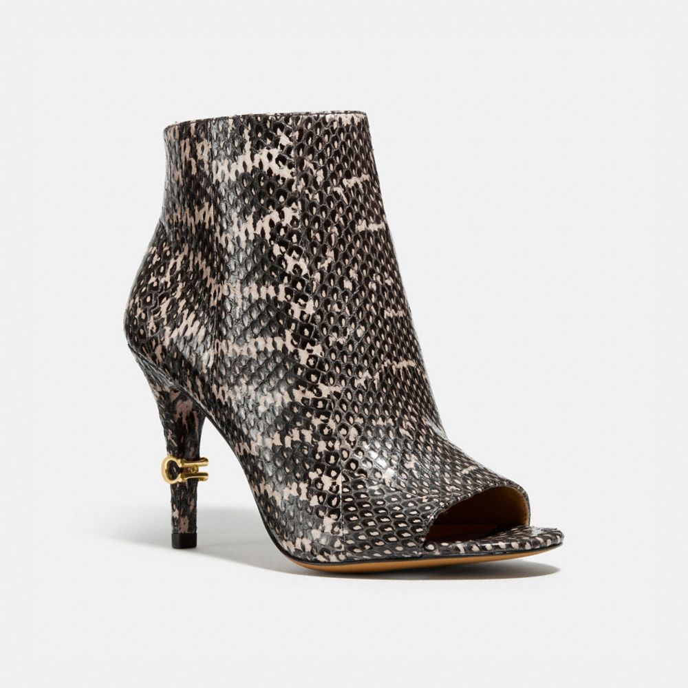 snake skin bootie heels