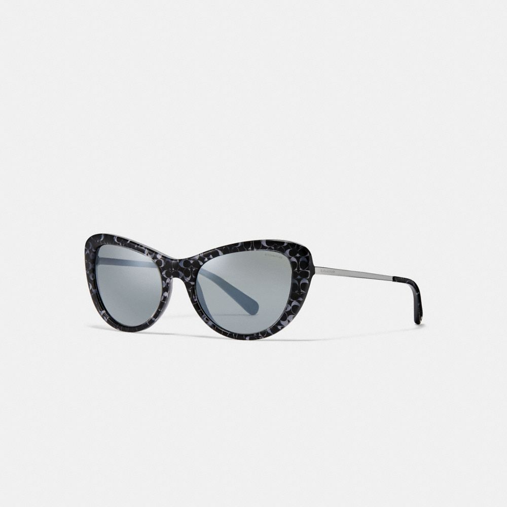 Coach Ombre Signature Cat Eye Sunglasses In Silver - Size One In Black ...
