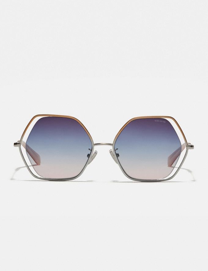 Coach Wire Frame Hexagon Sunglasses Shiny Rose Gold Women Accessories Sunglasses Alternate View 2