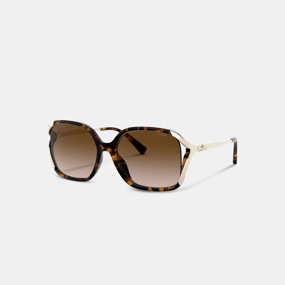 COACH®,OVERSIZED HORSE AND CARRIAGE SUNGLASSES,Metal,,Front View
