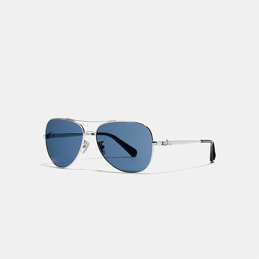COACH: Horse and Carriage Metal Pilot Sunglasses