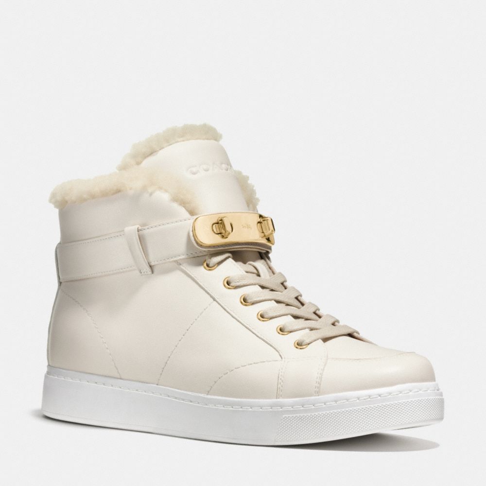 high top shearling sneakers