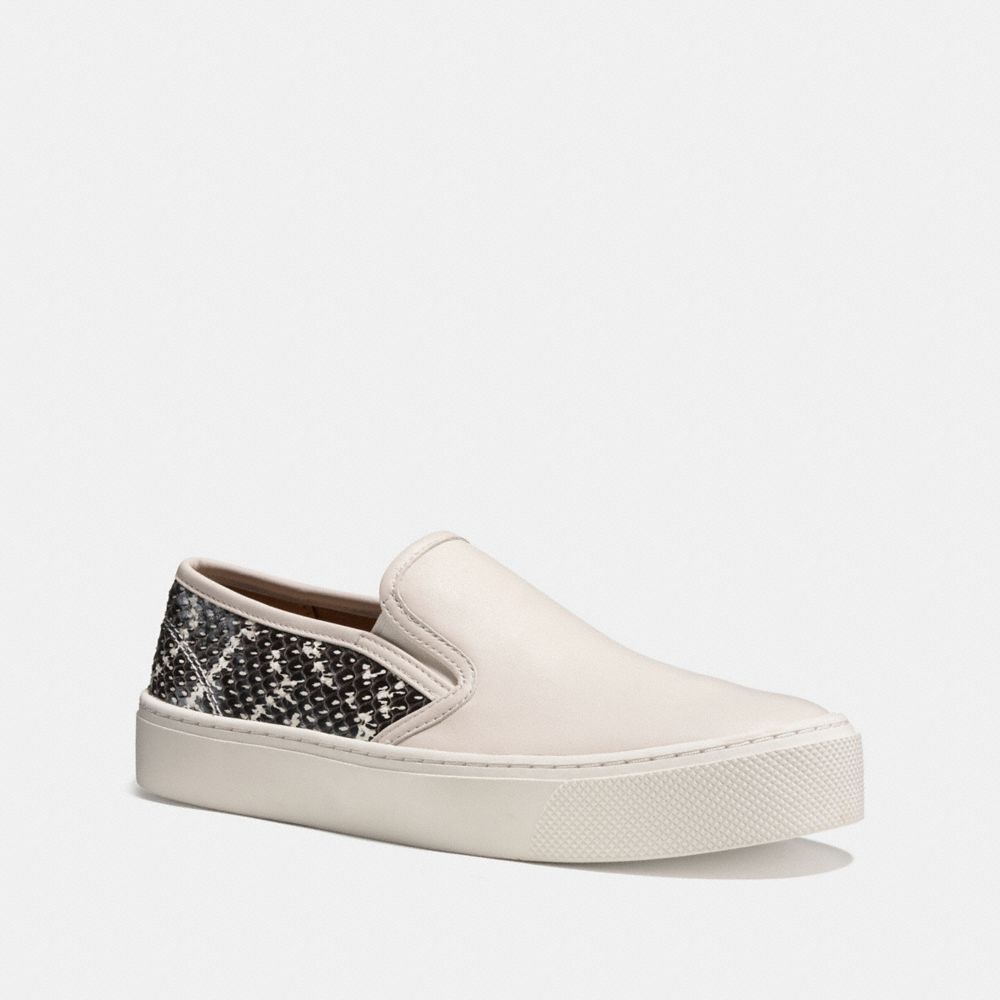 snakeskin slip ons